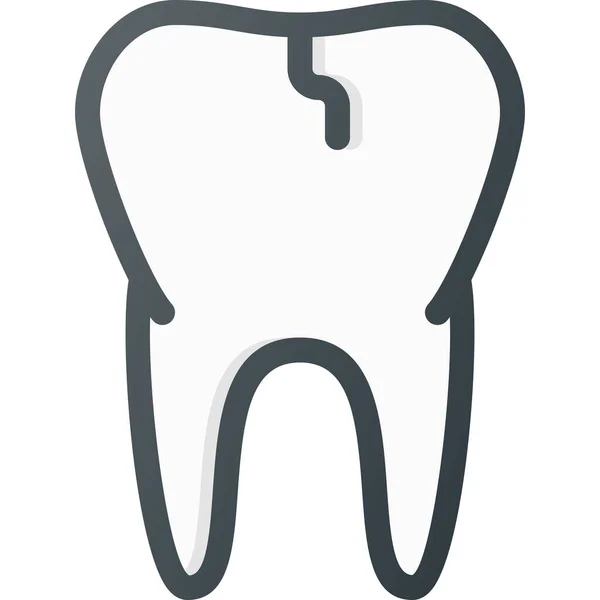 Icona Salute Dentale Rotta Stile Contorno Riempito — Vettoriale Stock