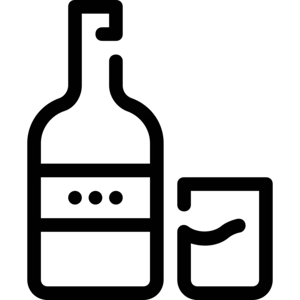 Alkohol Bar Flaska Ikon Kontur Stil — Stock vektor