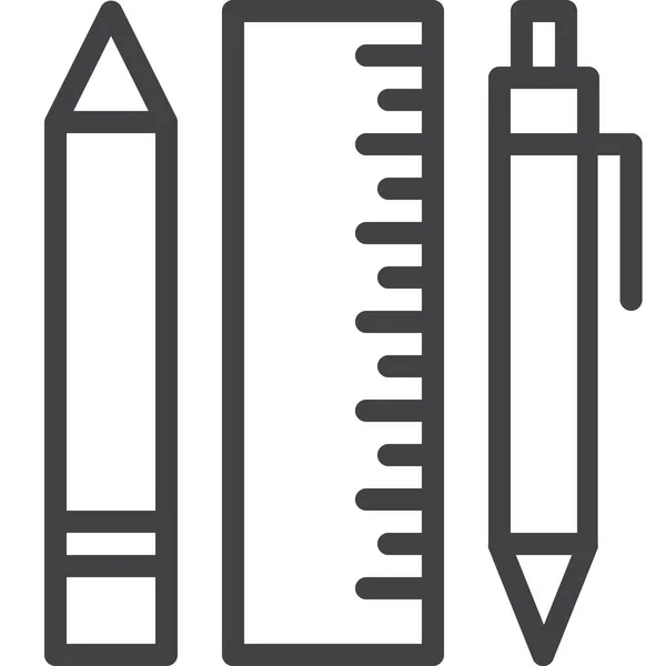 Μολύβι Στυλό Χάρακα Εικονίδιο Στυλ Περίγραμμα — Διανυσματικό Αρχείο
