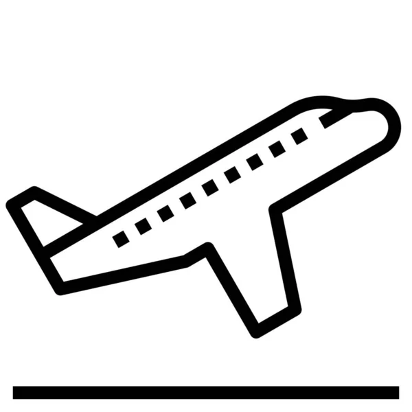 Иконка Посадки Самолета Стиле Outline — стоковый вектор