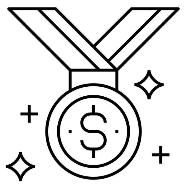 Business Goal Medal Icon Outline Style — Stock Vector