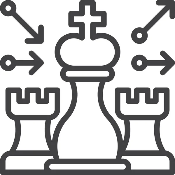 Business Chess Management Icône Dans Style Contour — Image vectorielle