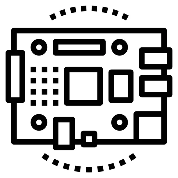 Chip Computerkern Ikone Umrissen — Stockvektor