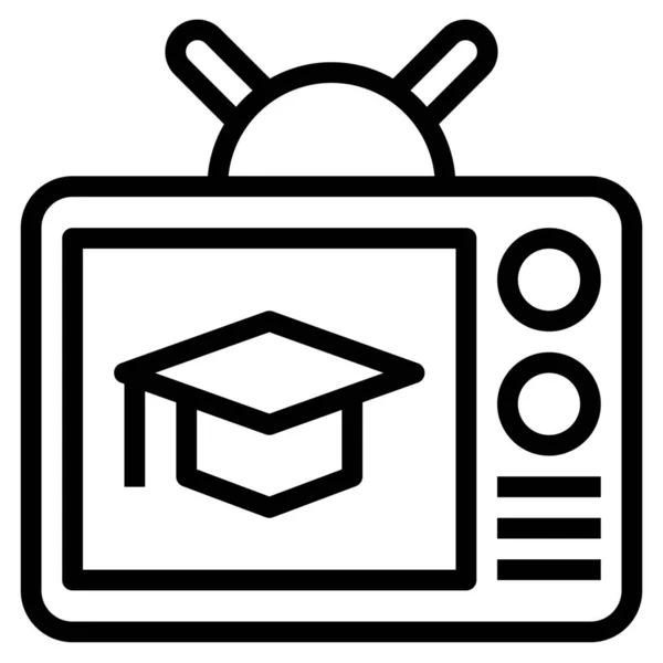 Icono Educación Canal Difusión Estilo Esquema — Vector de stock