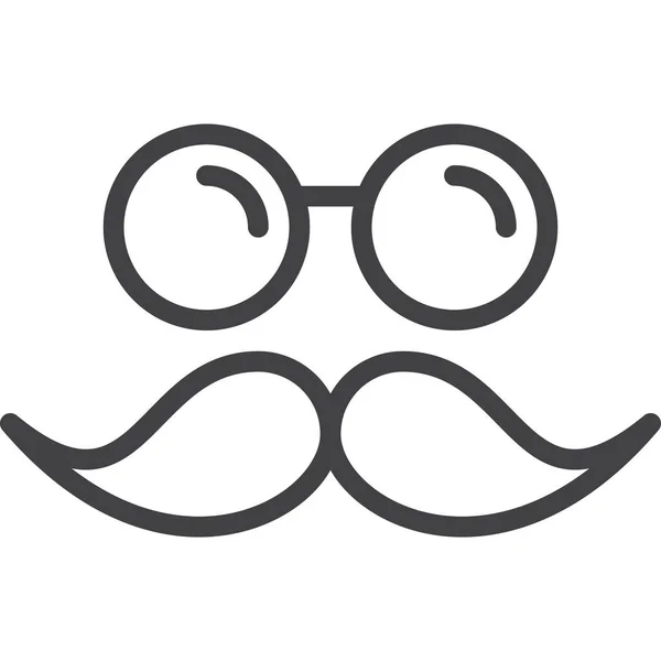 Gentleman Brille Schnurrbart Symbol Outline Stil — Stockvektor