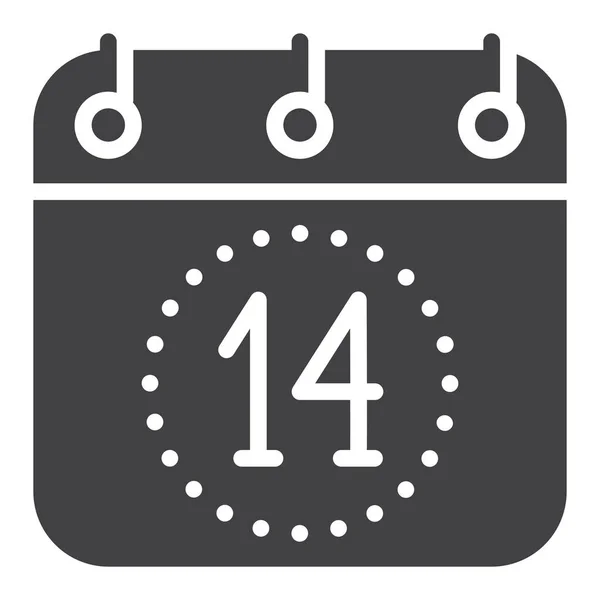 Fecha Del Calendario Catorce Icono Estilo Sólido — Vector de stock