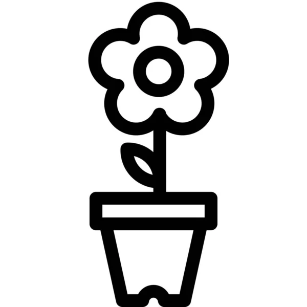 Fleur Plante Icône Contour Dans Style Contour — Image vectorielle