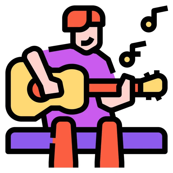 Acoustic Guitar Hobby Icon — Stock Vector