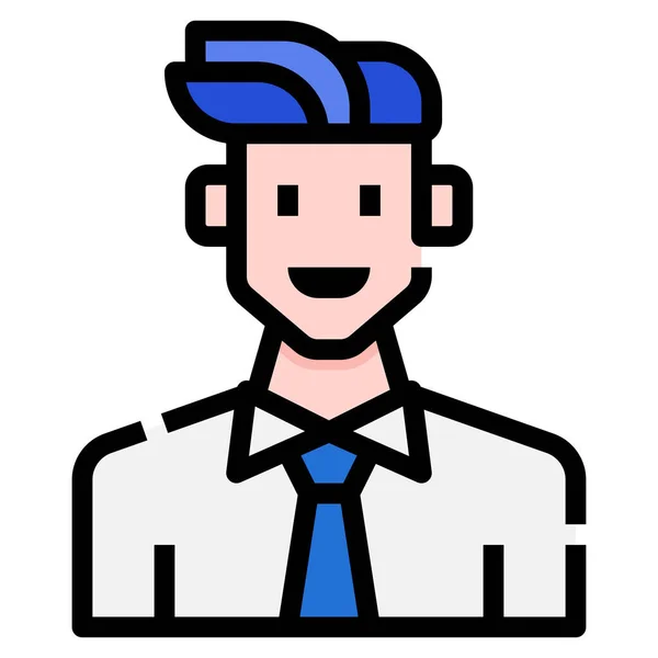 Avatar Casual Man Icon Filled Outline Style — Stock Vector