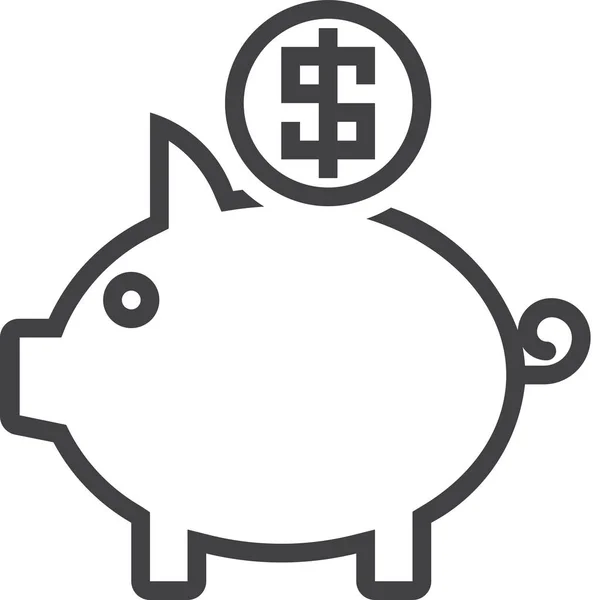 Finanças Piggy Banco Ícone Poupança Estilo Esboço — Vetor de Stock