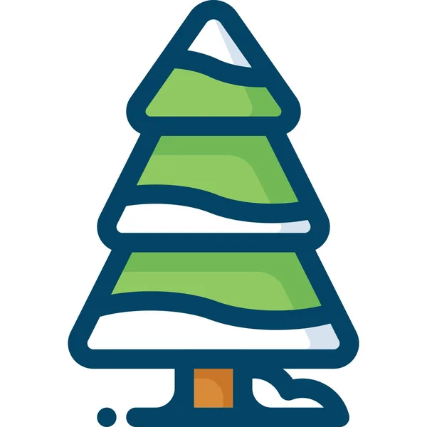 Χριστουγεννιάτικο Δάσος Νέο Έτος Εικονίδιο Γεμάτο Περίγραμμα Στυλ — Διανυσματικό Αρχείο