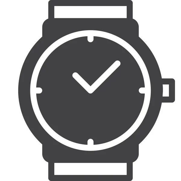 Temps Montre Icône Poignet Dans Style Solide — Image vectorielle
