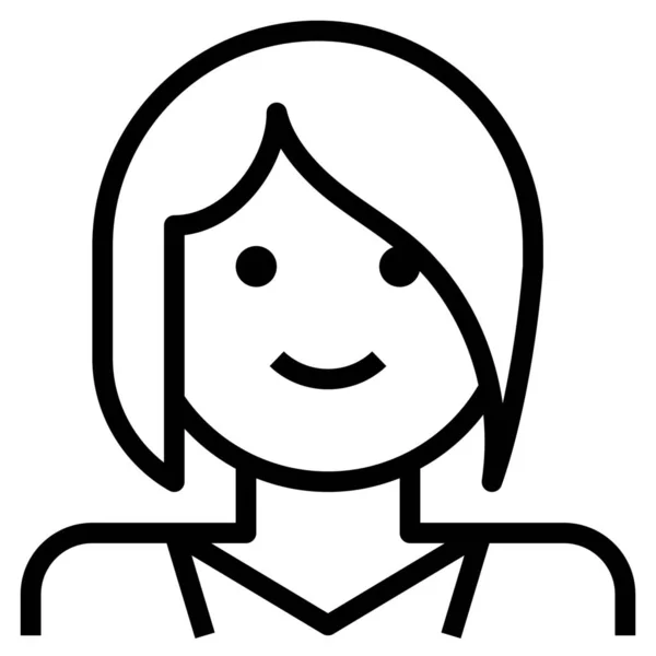 Avatar Bang Icono Mujer Negocios Estilo Esquema — Vector de stock