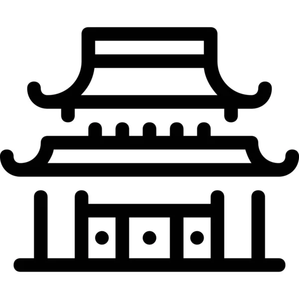 Architecture Building China Icon Outline Style — Stock Vector