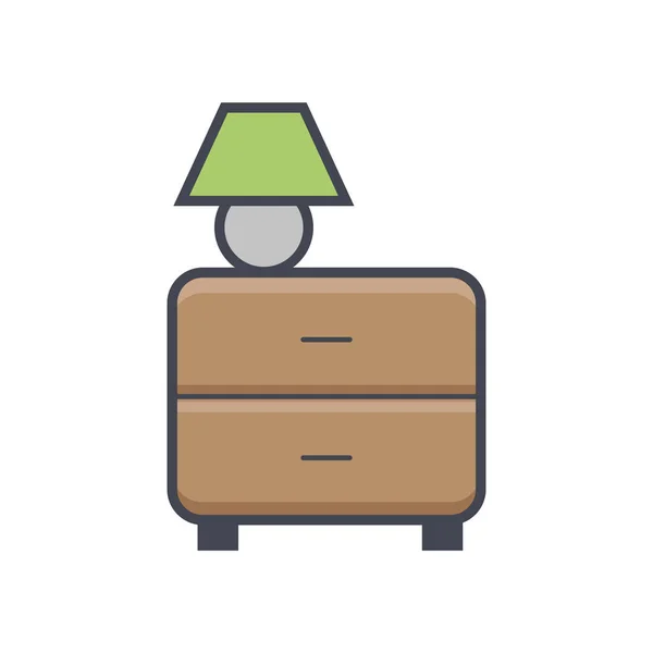 Color Decorar Icono Los Muebles Estilo Contorno Lleno — Vector de stock