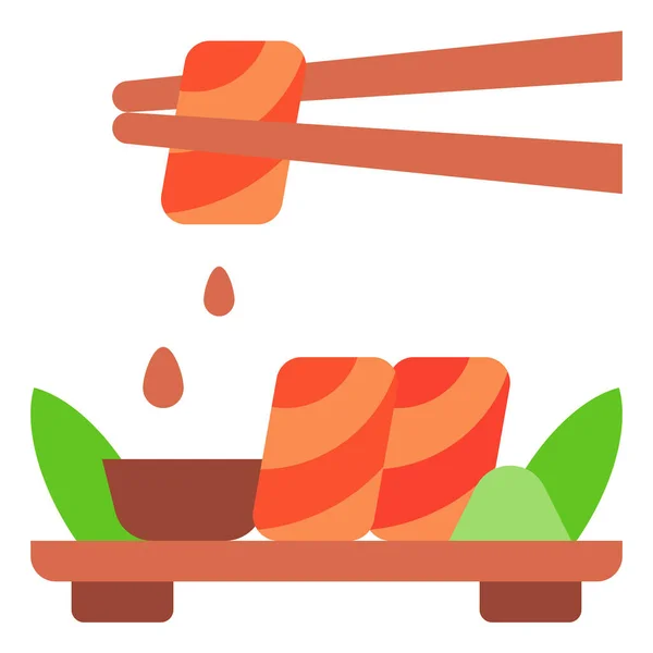 Fish Food Japanese Icon Flat Style — Stock Vector