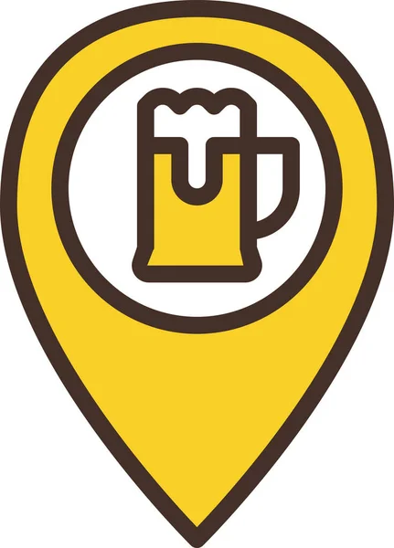 Icono Pin Ubicación Cerveza Estilo Contorno Lleno — Archivo Imágenes Vectoriales