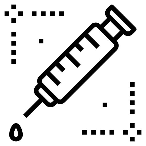 Icono Vacuna Jeringa Medicamento Estilo Esquema — Archivo Imágenes Vectoriales