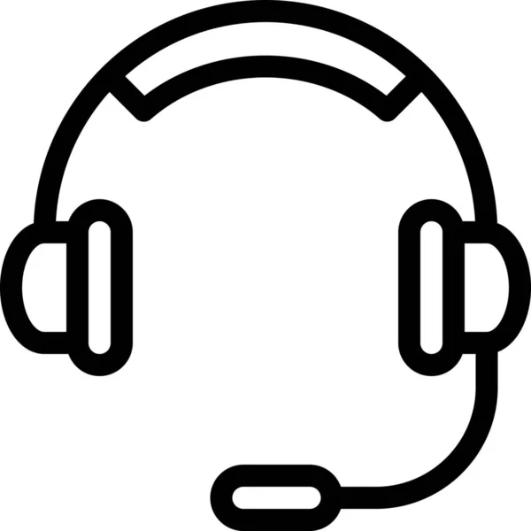 Headhones Mikrofon Desteği Simgesi Taslak Biçimi — Stok Vektör