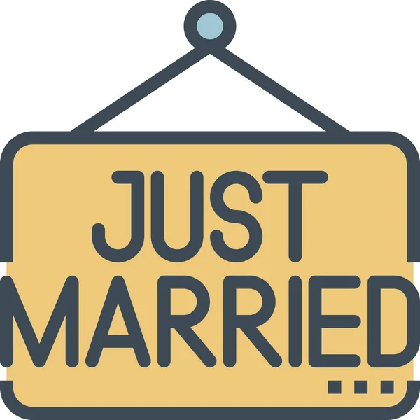 Just Married Sign Icon Filled Outline Style — Stock Vector