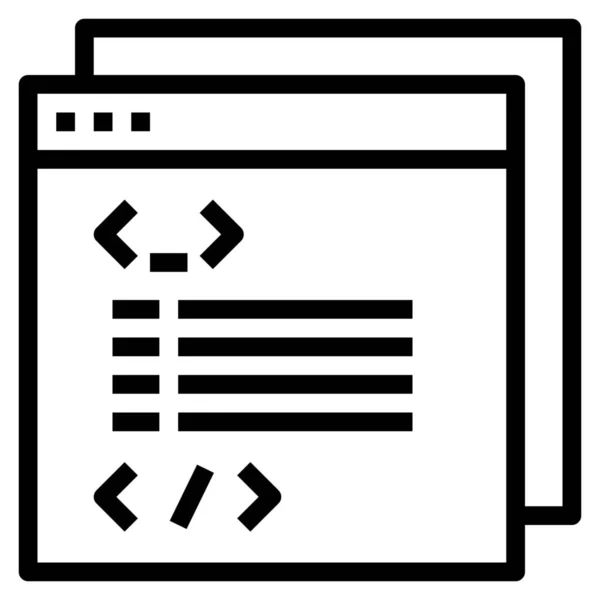 Kódování Kódu Ikona Počítače Stylu Osnovy — Stockový vektor