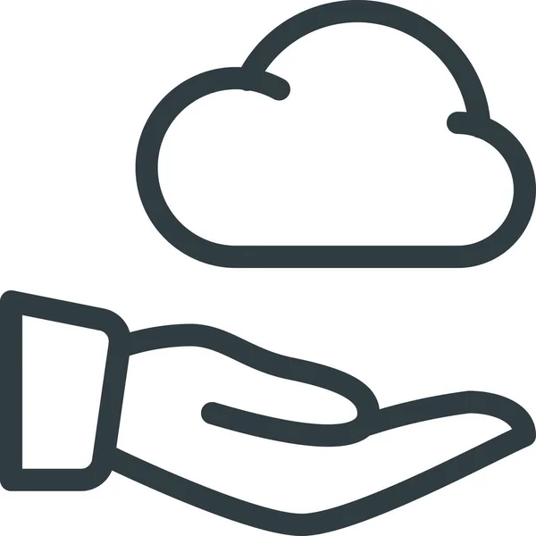 Outline 스타일 Care Cloud Computing Icon — 스톡 벡터
