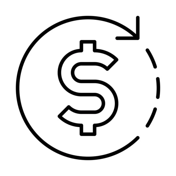 Moneda Efectivo Icono Monedas Estilo Esquema — Vector de stock