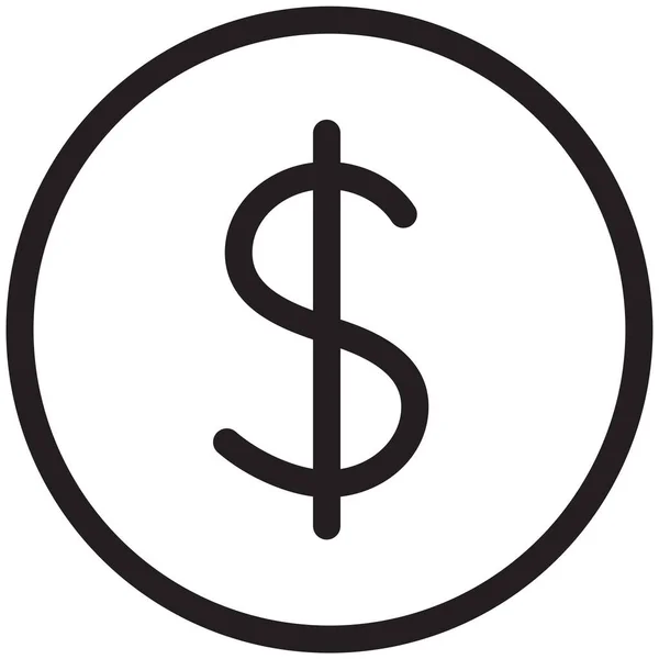 硬币货币美元图标 轮廓样式 — 图库矢量图片