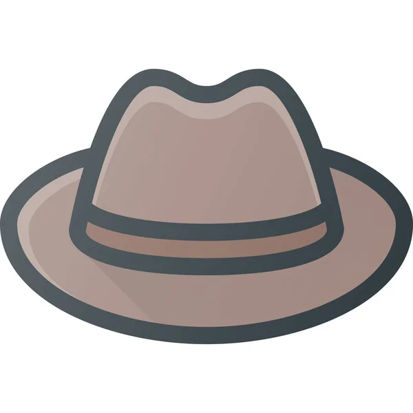Καπέλο Ρετρό Γεμισμένο Εικονίδιο Περίγραμμα Στυλ Γεμισμένο Περίγραμμα — Διανυσματικό Αρχείο