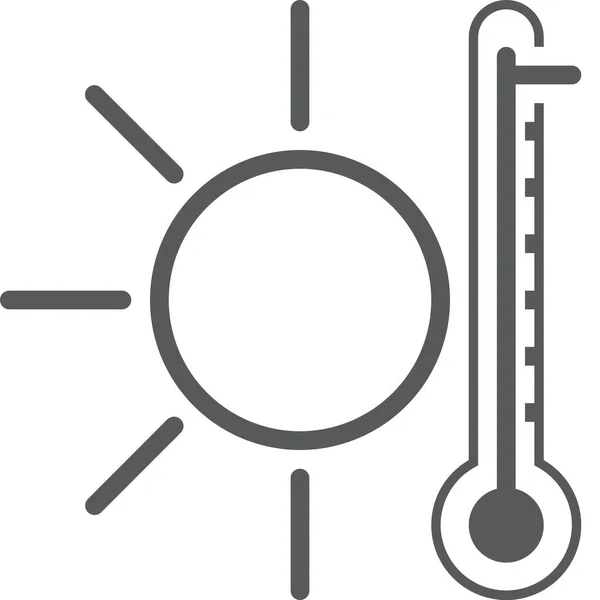 Ícone Termômetro Sol Quente Estilo Esboço —  Vetores de Stock