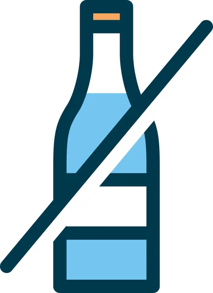 瓶装水不喝图标在填充轮廓风格 — 图库矢量图片