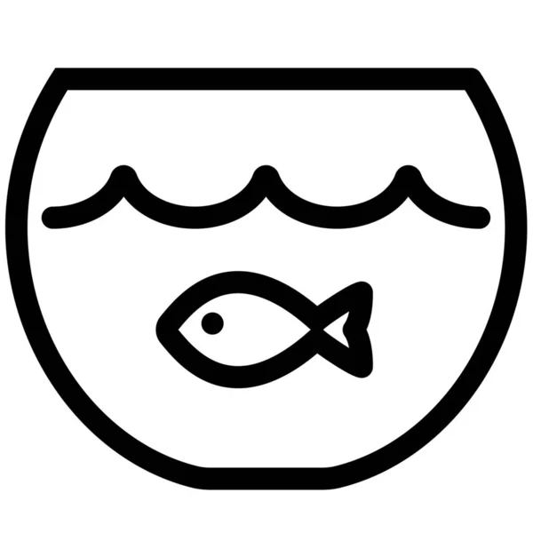 Skål Fisk Guldfisk Ikon Kontur Stil — Stock vektor