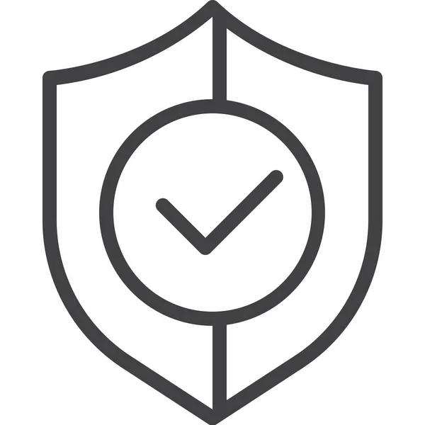 Marca Verificación Escudo Protección Icono Estilo Esquema — Vector de stock