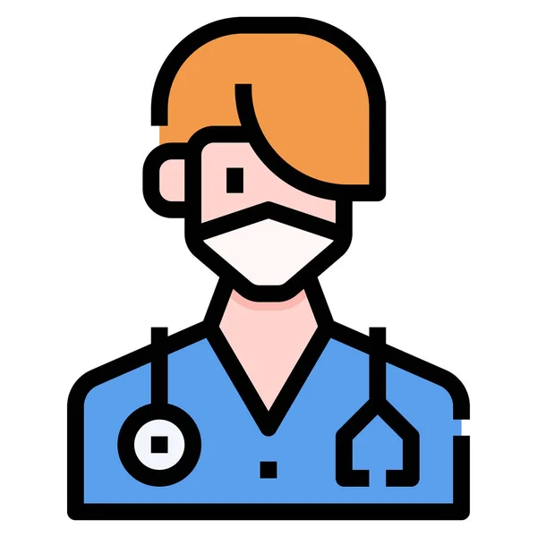 Avatar Docter Máscara Icono — Vector de stock