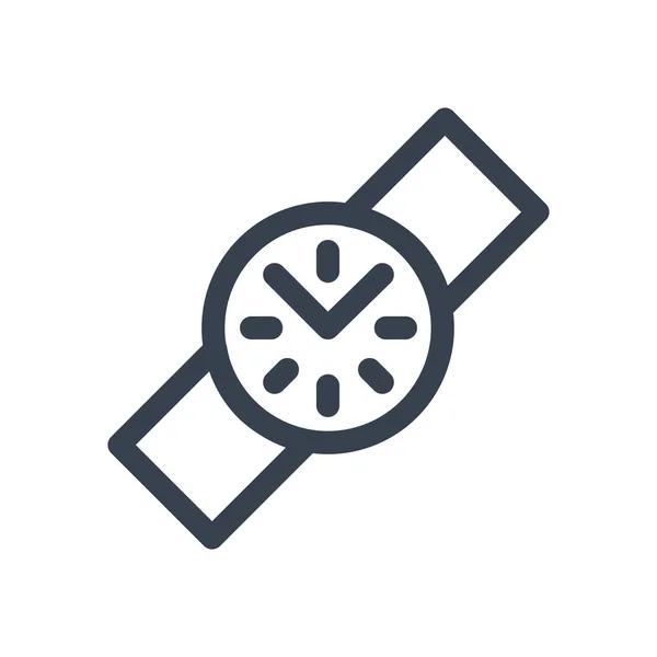 Klok Tijd Uurwerk Pictogram Contouren Stijl — Stockvector