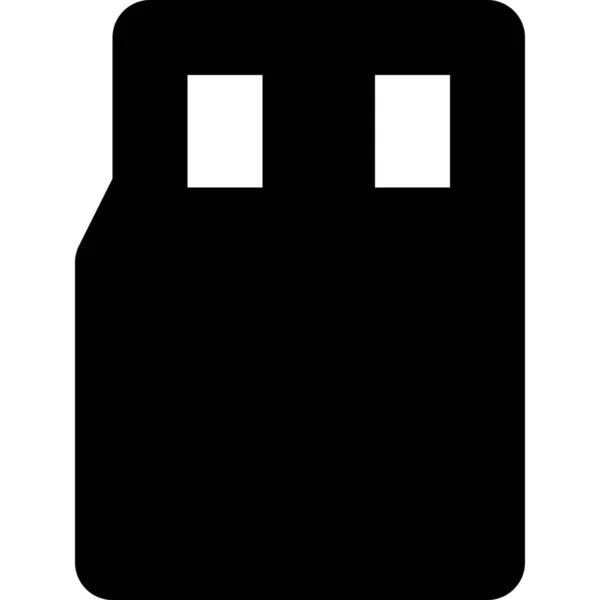 Icono Del Micro Teléfono Tarjeta Estilo Sólido — Vector de stock