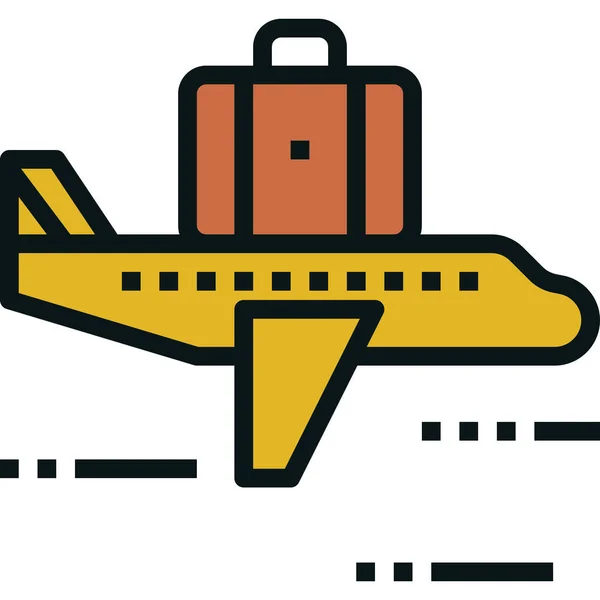 Airplane Business Fly Icon Filled Outline Style — Stock Vector