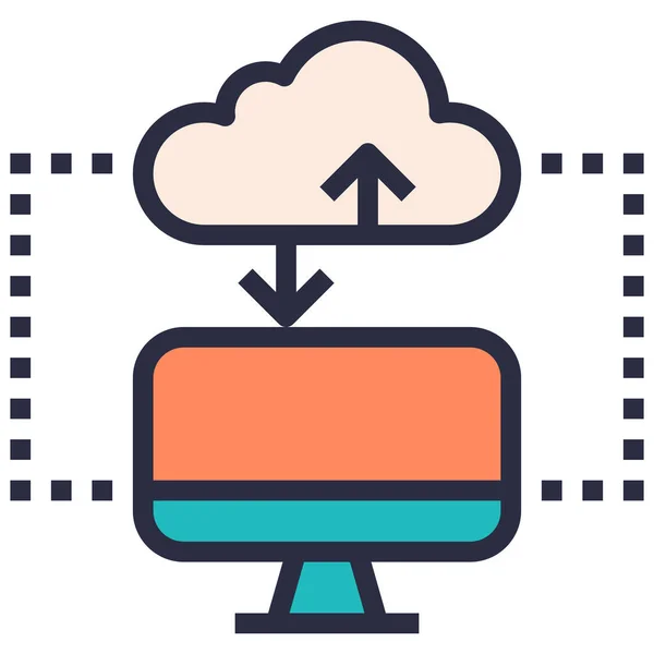 Ikona Pobierania Komputera Chmurze Stylu Wypełnionego Konturu — Wektor stockowy