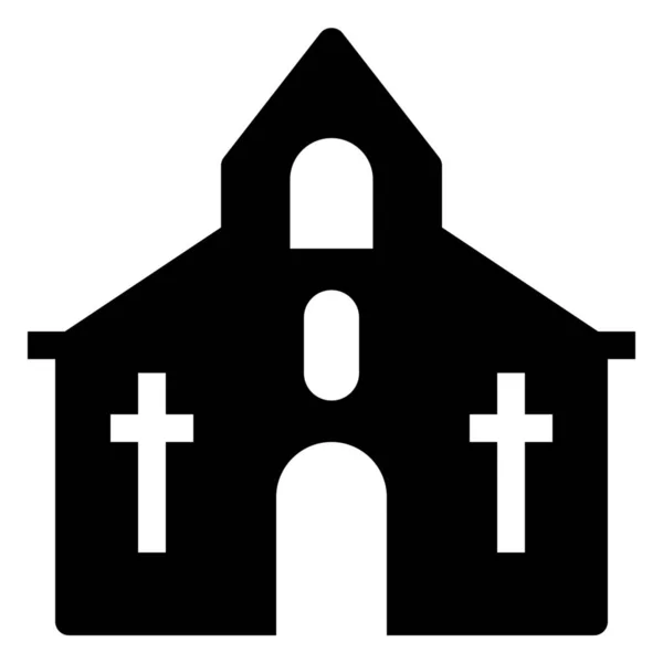 Épület Templom Házasság Ikon Szilárd Stílusban — Stock Vector
