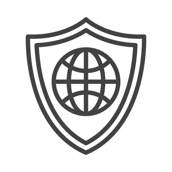 Icona Protezione Del Globo Del Browser Nella Categoria Assicurazioni Sicurezza — Vettoriale Stock