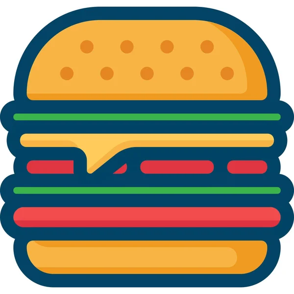 Hambúrguer Cheeseburger Comer Ícone Estilo Esboço Preenchido — Vetor de Stock