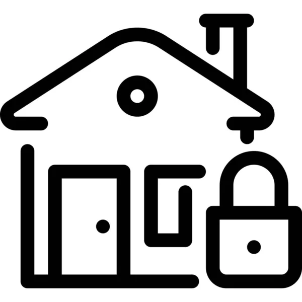 Icona Protezione Home Lock Stile Outline — Vettoriale Stock