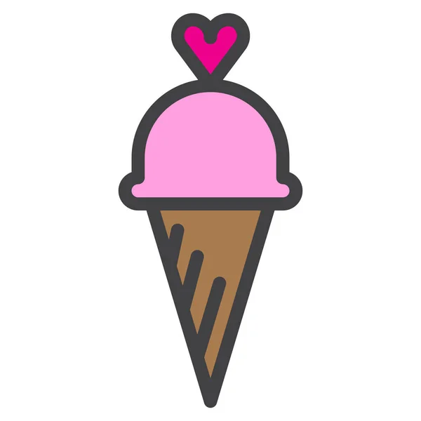 Ice Cream Heart Icon — Vetor de Stock