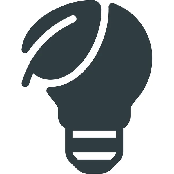 灯泡生态灯图标为固态风格 — 图库矢量图片