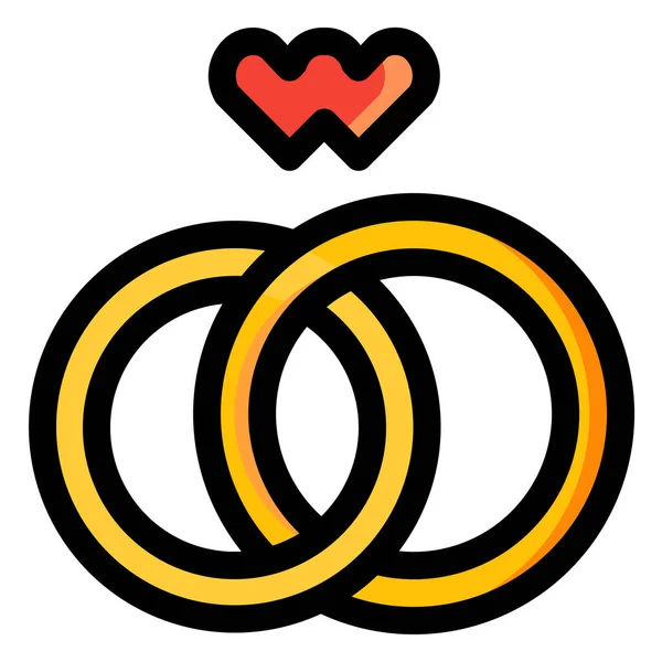 Love Rings Icon Filled Outline Style — стоковый вектор