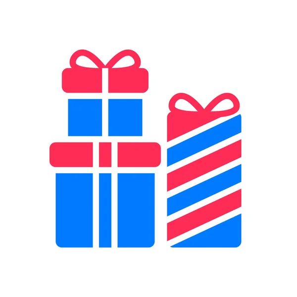 Boxes Christmas Gifts Icon Flat Style — Stock Vector