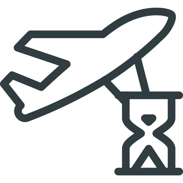 Retraso Avión Vuelo Icono Estilo Esquema — Vector de stock