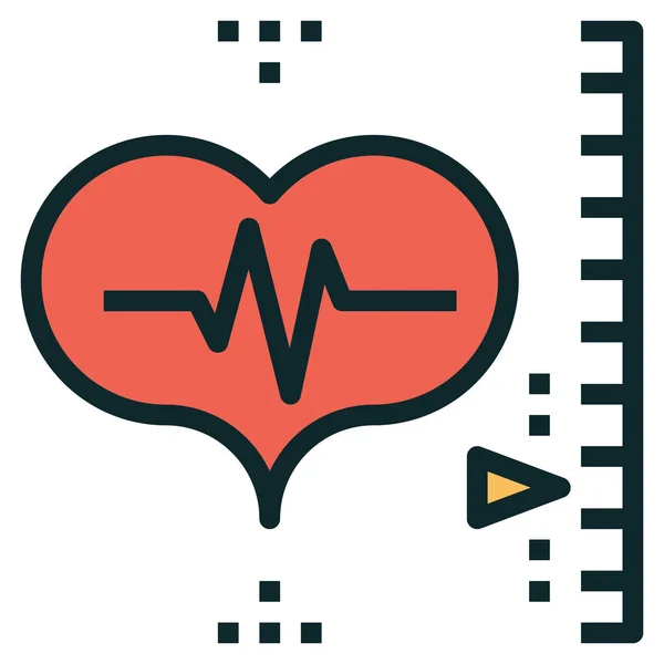 充填轮廓风格的心脏停跳率图标 — 图库矢量图片