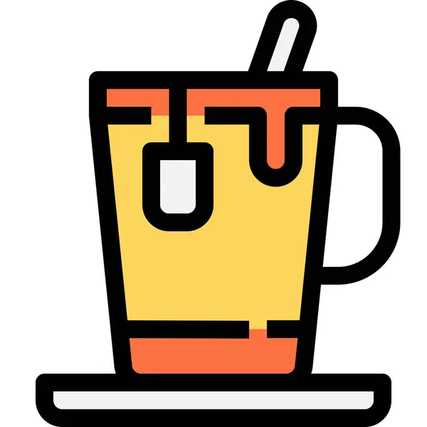 Icono Taza Café Negocios Estilo Contorno Lleno — Vector de stock