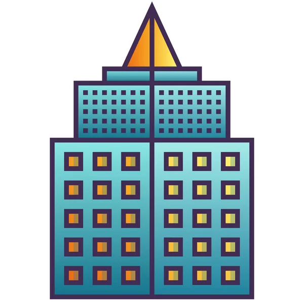 填充轮廓风格的公寓楼城市图标 — 图库矢量图片